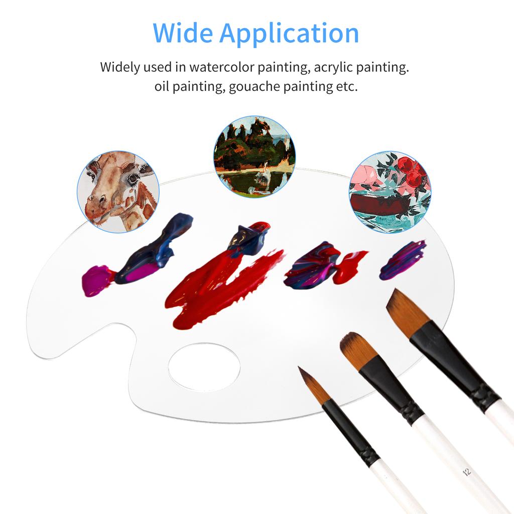 2PCS Acrylic Paint Palette Rectangle Shape Transparent Non-Stick Oil Paint Mixing Tray Comfortable