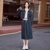 Women's Retro Denim Two-Piece Suit: Stylish Spring/Autumn Top and Skirt Set
