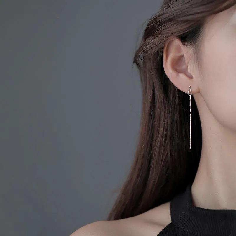 Water Drop Ear Thread Earrings: Simple Korean Style, Long Dangle for Women's Unique Temperament