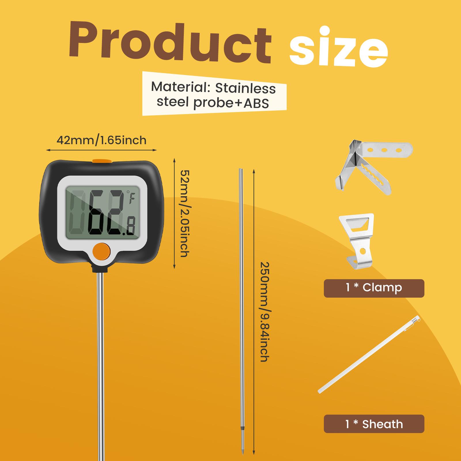 

Цифровой термометр для конфет с клипсой для кастрюли, мгновенно показывающий температуру, практичный термометр для конфет для сахара, кленового сиропа, сыра