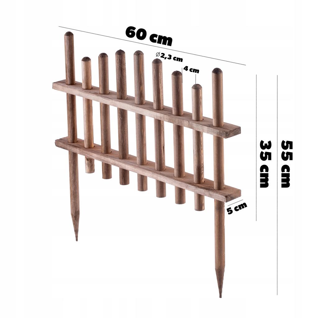 KADAX Hagegjerde Tre Palisade Hagekant 60x35cm Furu