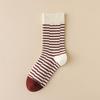 Women's Autumn and Winter Striped Mid-calf Socks, Cotton Sweat-absorbing Boneless Pile Socks, College-style Women's Socks