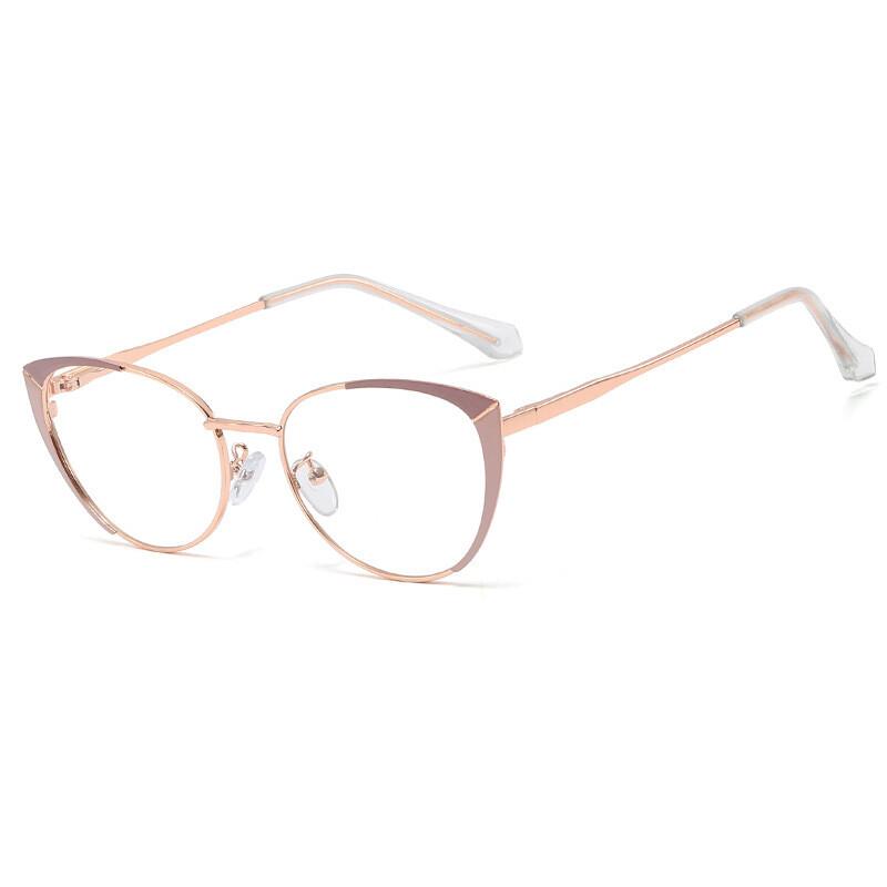 Women's Reading Eyewear Blue Light Metal Blocking Color Presbyopic Chic Fashionable Double Spectacle Alloy Presbyopic Trendy Hyperopia Glasses
