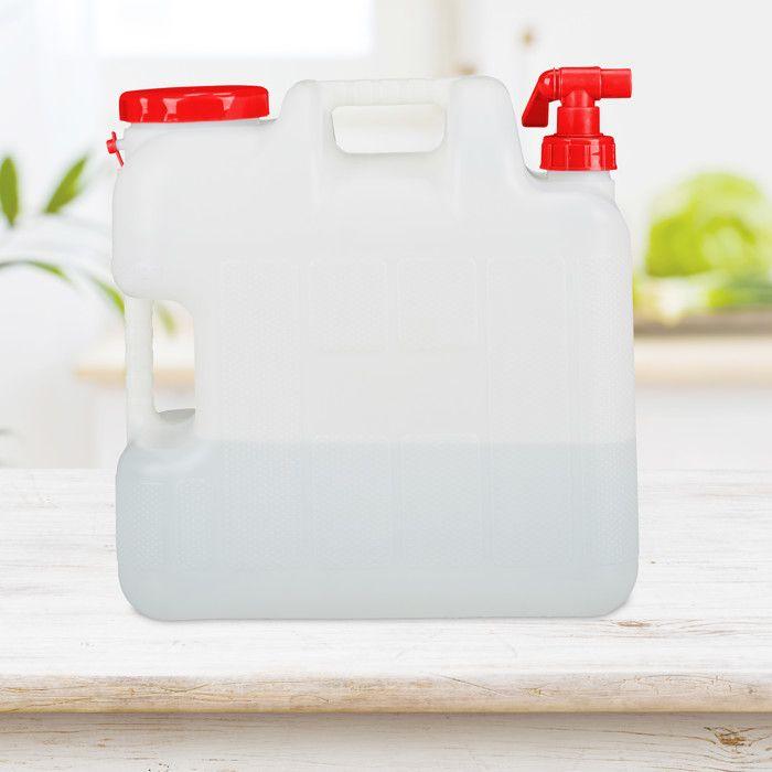Relaxdays jerricane d’eau avec robinet, couvercle à visser, bidon à eau de camping, 15 l, sans bpa, blanc-rouge