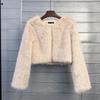 Korean Style Faux Fur Short Women's Coat - Solid Color