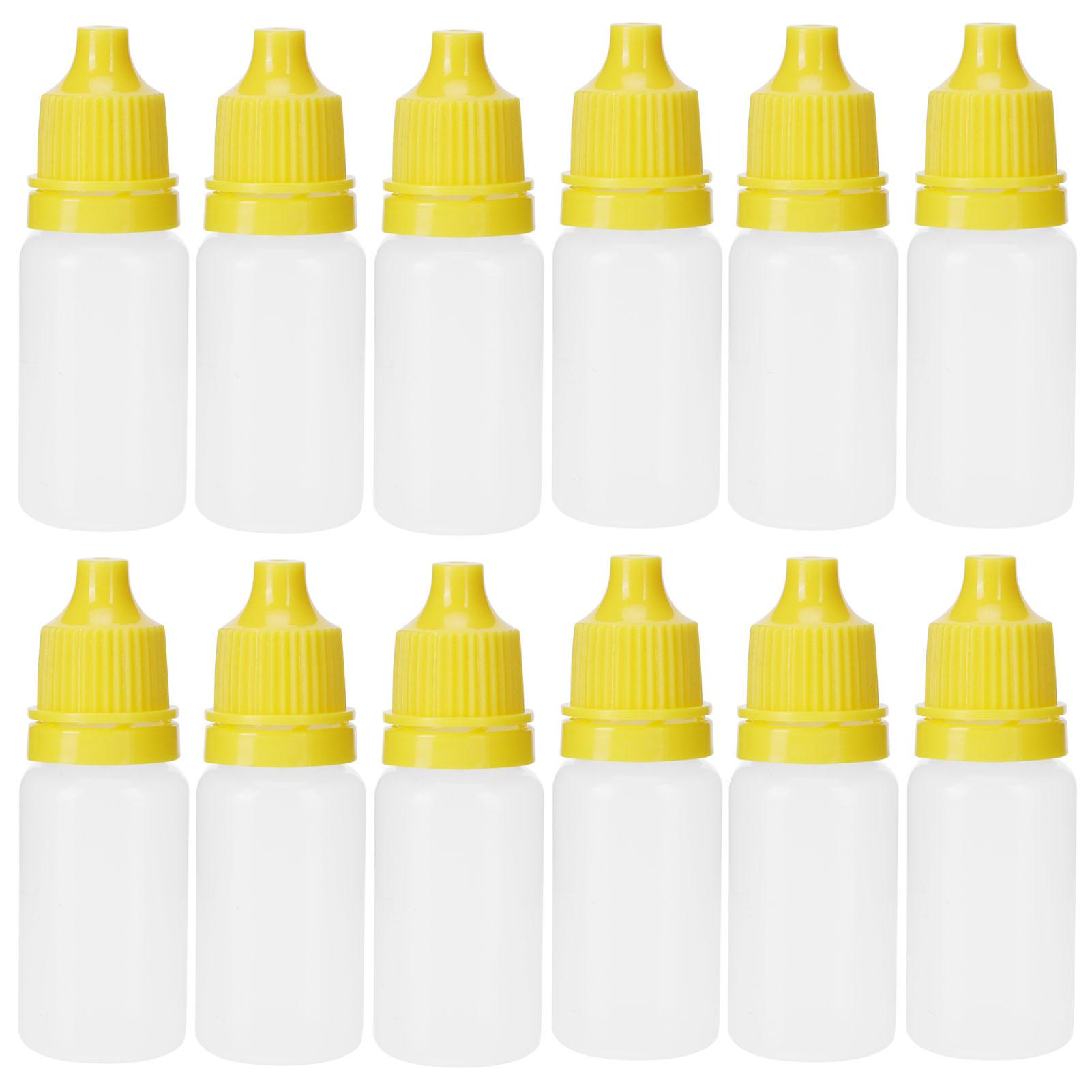 

50Pcs 10ml Eye Liquid Bottle Portable Squeezable Empty Eye Drops Container with Plugs LidYellow чёрный