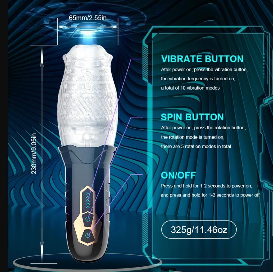 New Male 5 Speed Rotation 10 Modes Vibrating Masturbator Real Blowjob Glans Trainer Penis Massage Male Masturbator Glans Vibrator Male Sex Toy