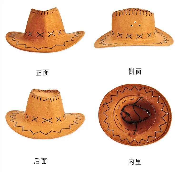 Western Cowboy Style Sun Hats Cowgirls Artificial Suede Wide Brim Leisure Woman Accessories Hats Head Decoration Handsome Hats
