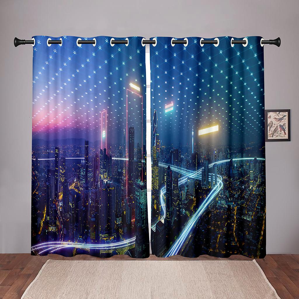 Future City Technology ArchitectureBlackout Window Panel Curtain Children Living Room Room Bedroom Bathroom Kicthen Door Cupboard Home Hook