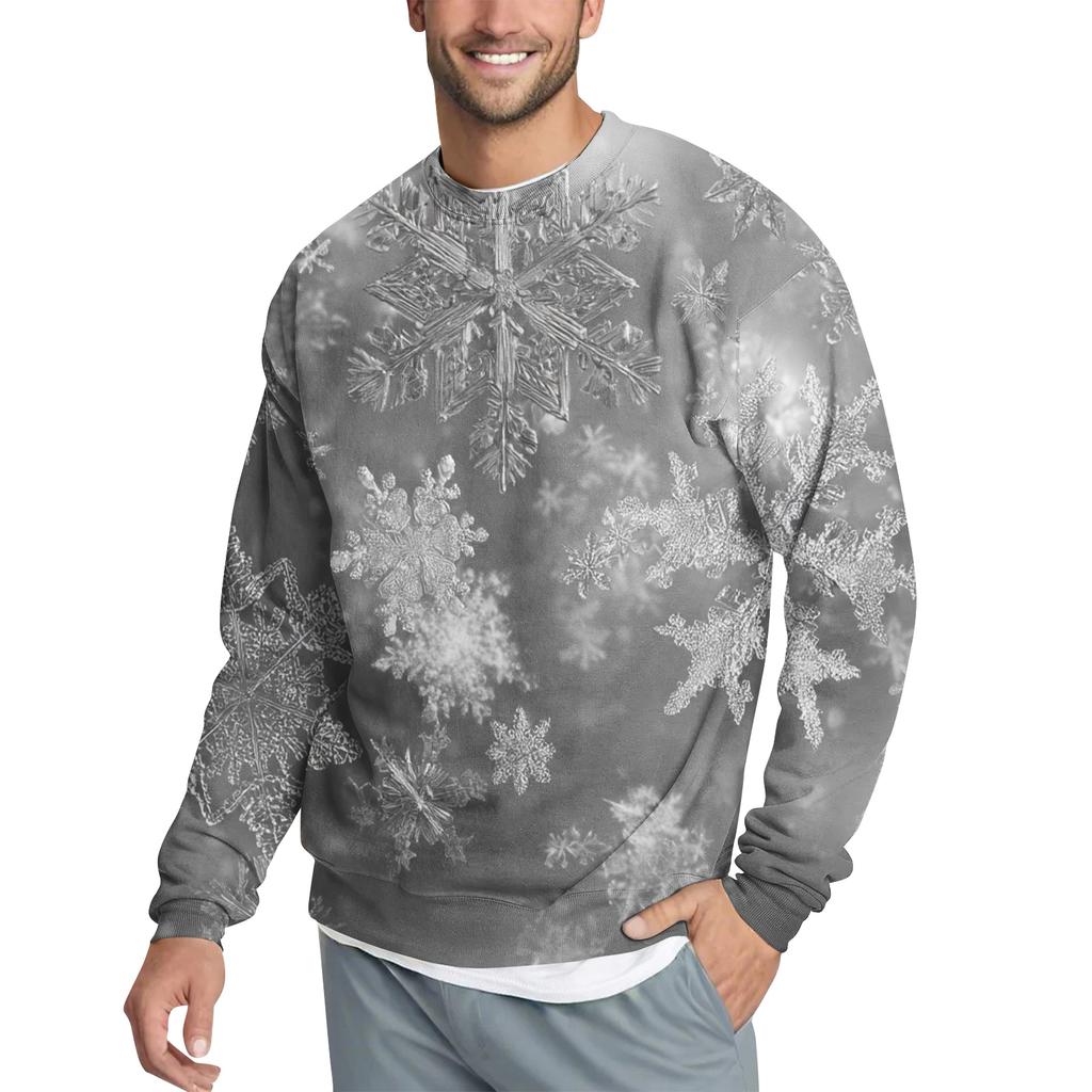 Men's Casual Fashion Printed Round Neck Pullover Sweatshirt