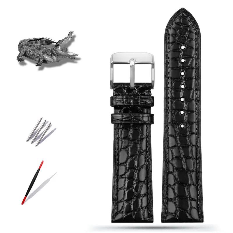 13-22mm High-end crocodile strap quick-release Cowhide base watchband ultra-thin soft unisex for Longines Rossini Cartier Omega