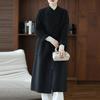 100% Wool Women Coat TIDENOVEL Autumn Wool Long Coat Handmade Pea Coat Winter Warm Wool Long Jacket Overcoat