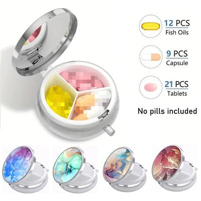 Caja de Medicamentos con Embalaje de Tres Compartimentos Caja de Medicamentos Pequeña Portátil Caja de Embalaje de Cápsulas para Viaje Impermeable y a Prueba de Humedad