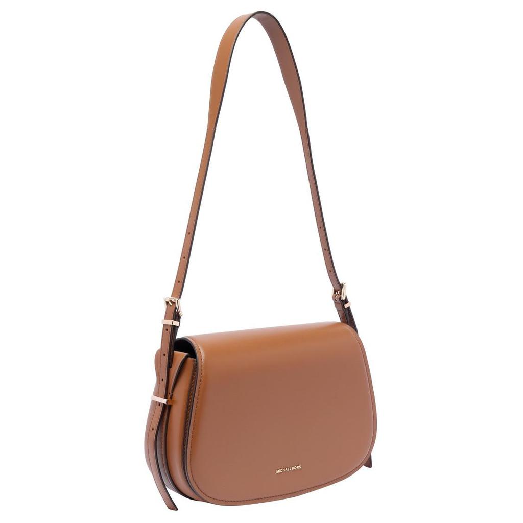 Michael Kors MK Lydia Metal Logo Adjustable Shoulder Strap Calfskin Shoulder Bag Women Shoulder Bag Brown 30R5GL0M2L-LUGGAGE