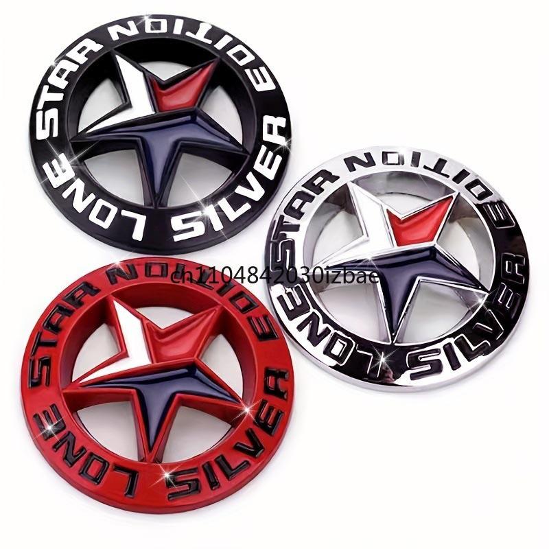 3D Metal Lonestar Car Sticker Texas Pentagram Badge Suitable for Jeep - Silver Chrome Finish ALN1