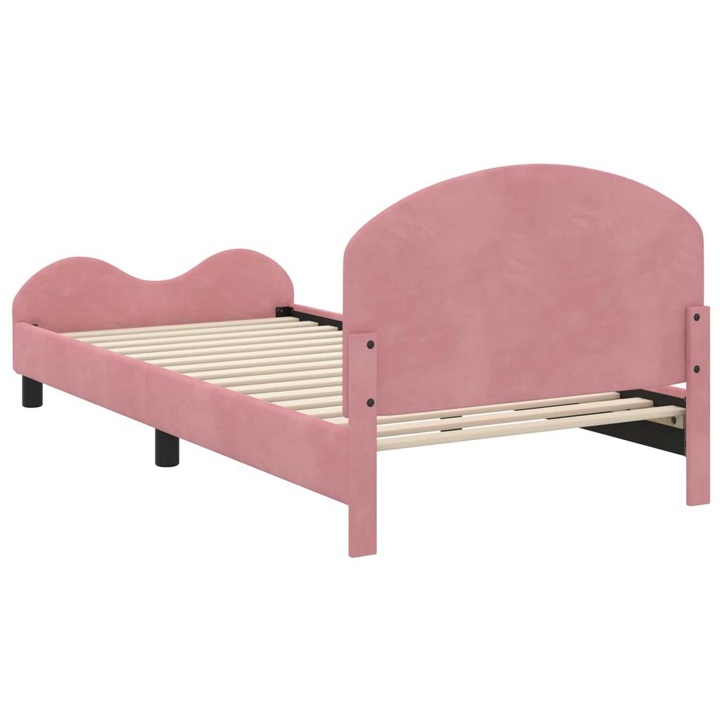 Kids Bed Frame with Headboard Pink 90 x 200 cm Velvet