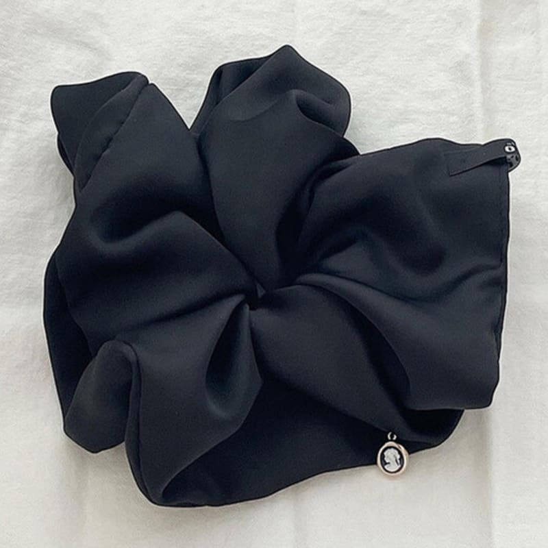 oar Drop Cameo Satin Wide Scrunchie [Choose 1 of 5 Colors]
