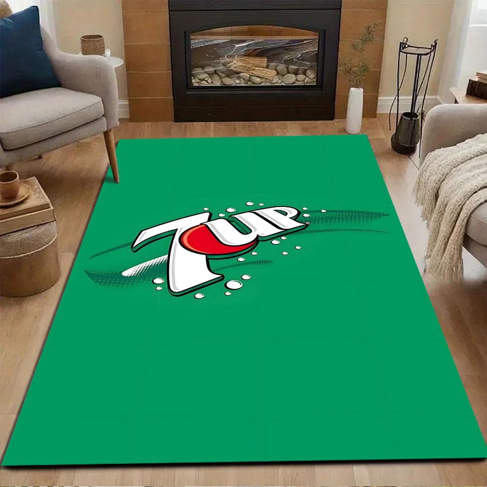 7UP Logo with Green Background Patterned carpet, non slip mat suitable for living room and bedroom sofas