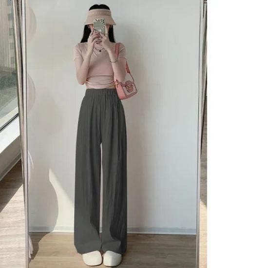 Eisseide Damen Weitbeinige High-Waist Schlankmachende Hose - Sommer Übergröße Hose