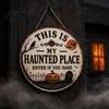 Seasonal Front Door Sign Halloween Sign This Is My Haunted Place Festival Decorative Plaque Hanging Plaque Metal Wall Art Decor Home Ornament