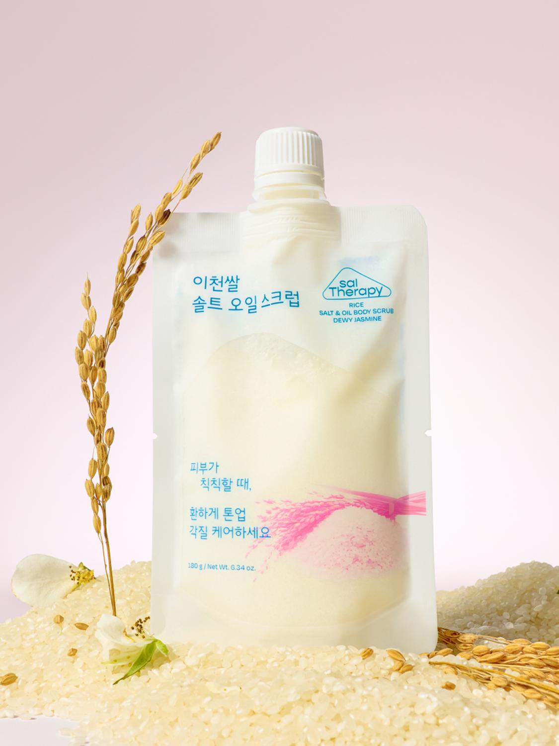 Sol Therapy Rice Salt & Oil Body Scrub, Dewy Jasmine 180g 1ea