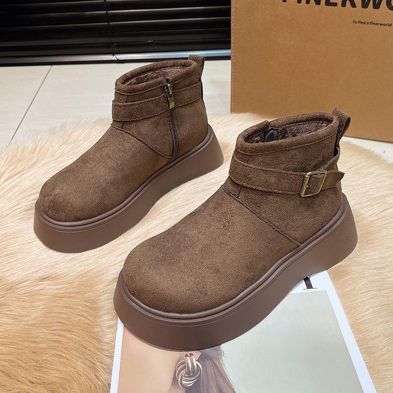 Damen weiche elastische Winter warme kalte gefütterte Schneestiefel dicker Boden rutschfest verschleißfest Outdoor Freizeit Sport Martin Baumwollstiefel