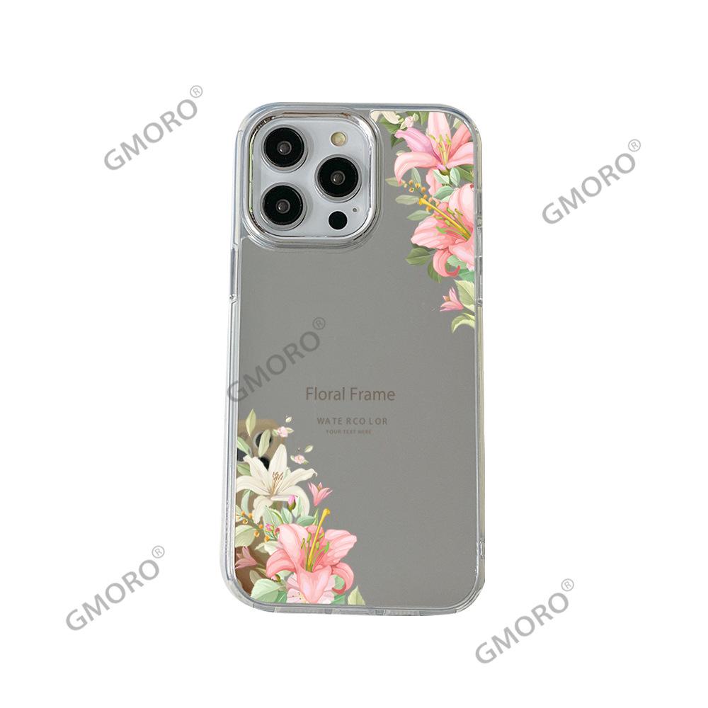 Hot-selling Makeup Mirror Mobile Phone Case iPhone15 Fresh Flower Anti-drop Makeup Mirror Mobile Phone Case Apple 17