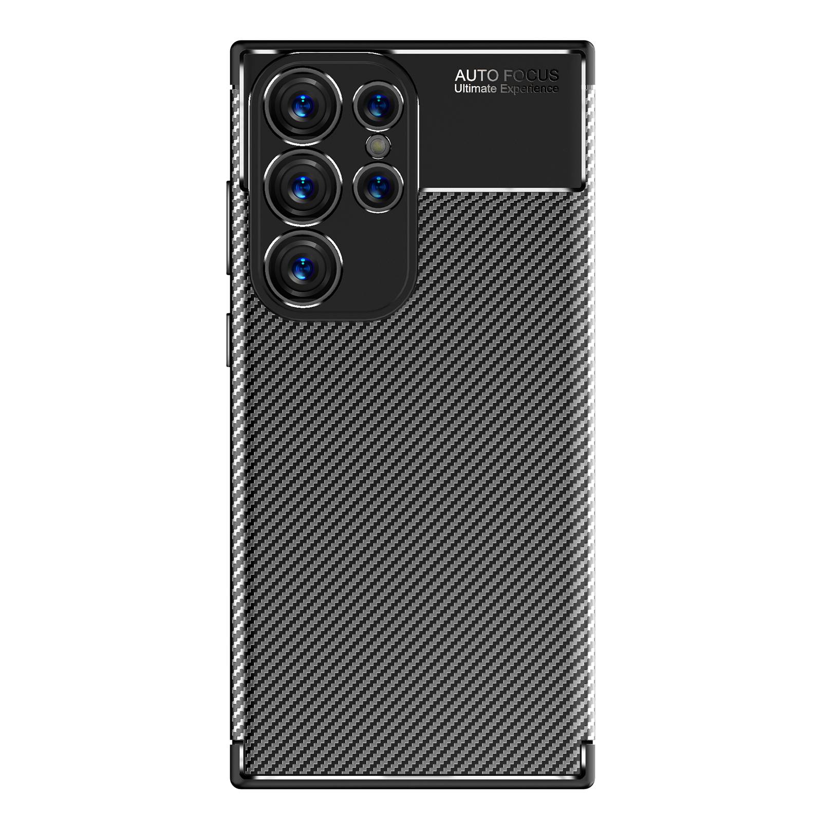 

Anti-Scratch Carbon Fiber Texture Phone Case for Samsung Galaxy S23 Ultra,Soft TPU Shockproof Protective Cover Black