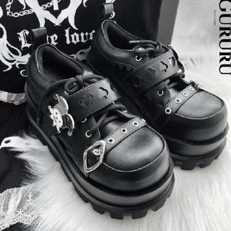 JK Cake Shoes Japan Lolita Denim Cosplay Kawaii Punk High Heels Thick Soled Girl Sponge Shoes Increase Height 5-8cm Cake Shoes