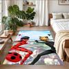 Rutschfester Kristall-Samt-Teppich, Teppich mit Miraculous Ladybug Design für Innenbereich Wohnzimmer Schlafzimmer Heimdekoration