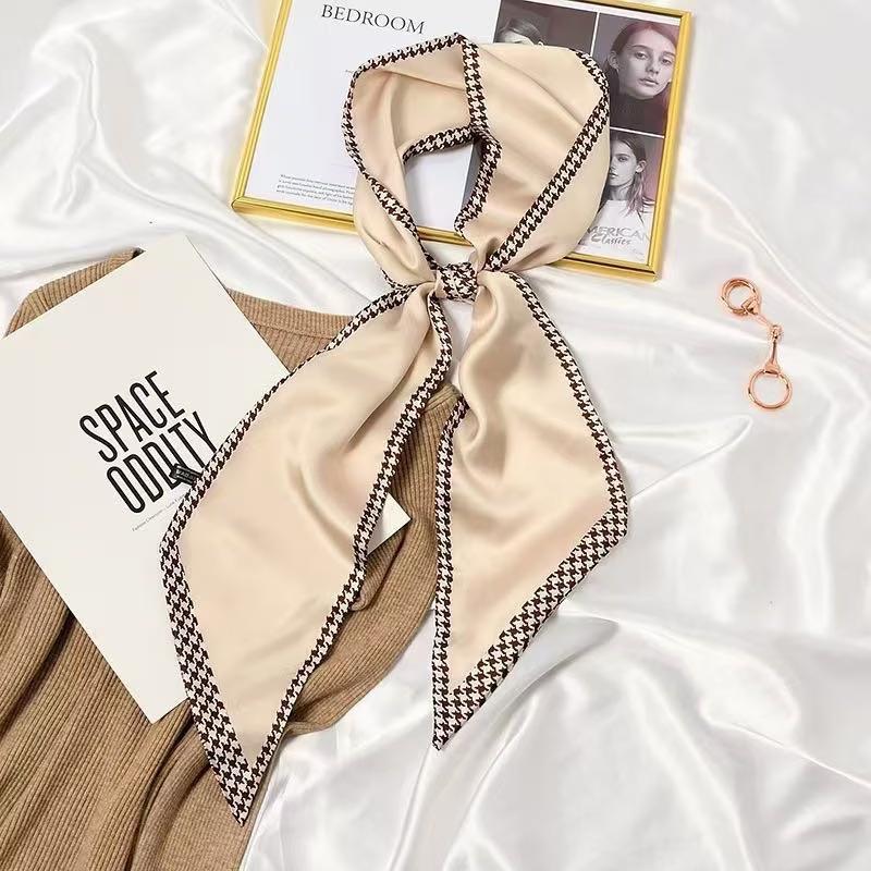 Small silk scarf women's long square scarf with shirt decoration neck guard, scarf accessories, tie, summer streamer ribbon.