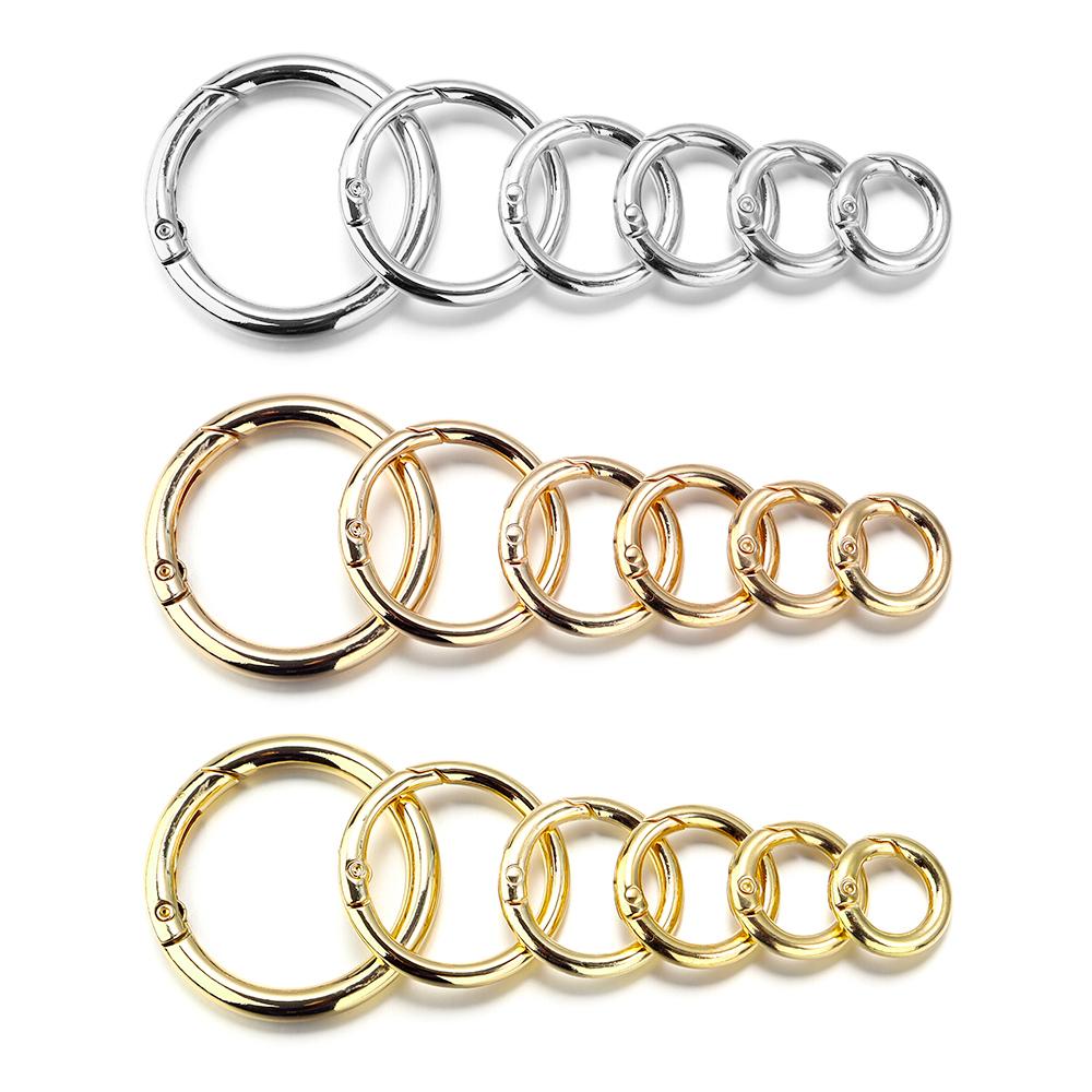 5-10pcs/lot Metal Openable Round Spring Clasps Keychain Bag Clips Hook Dog Chain Buckles Connector For DIY Jewelry Making