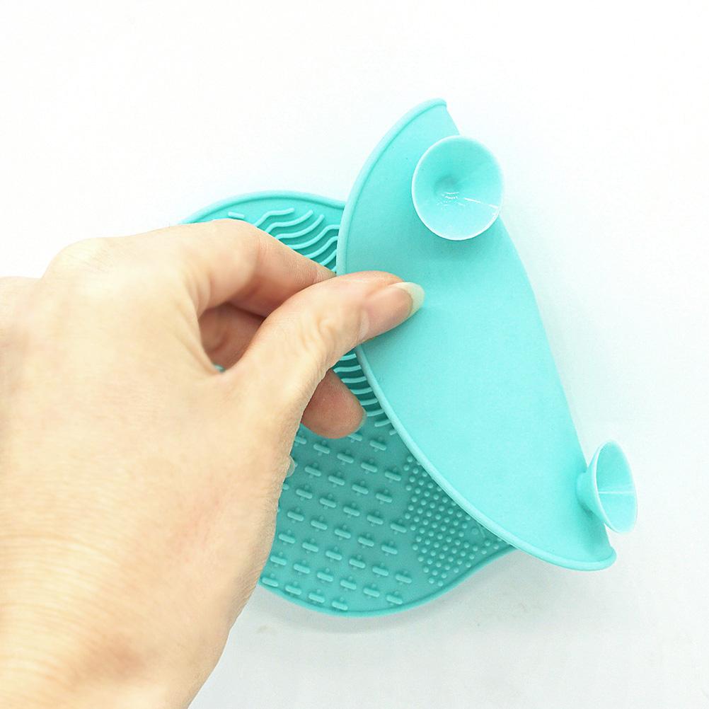 

Силиконовый коврик для чистки кистей для макияжа, коврик для чистки косметических кистей с присоской светло-зеленый