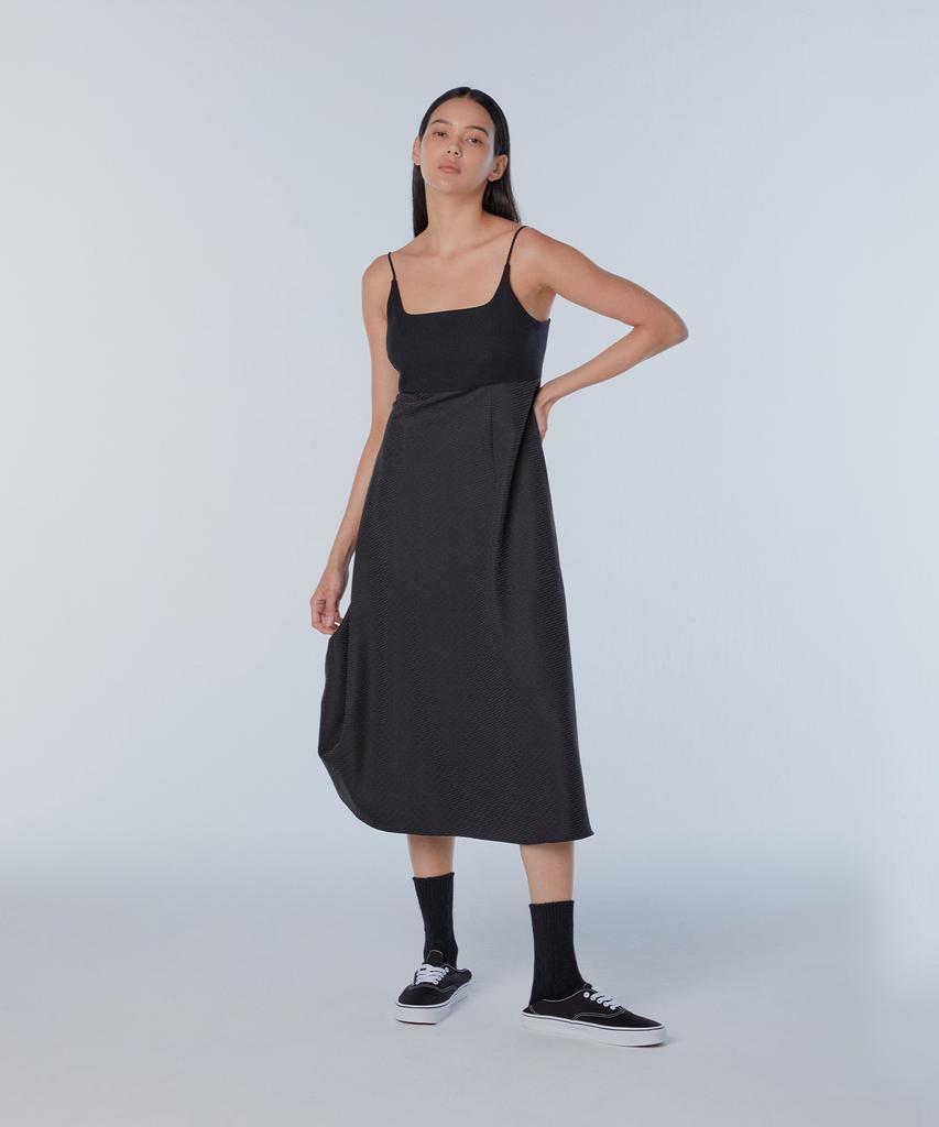 INSTANTFUNK Line Flare Long Dress - Black