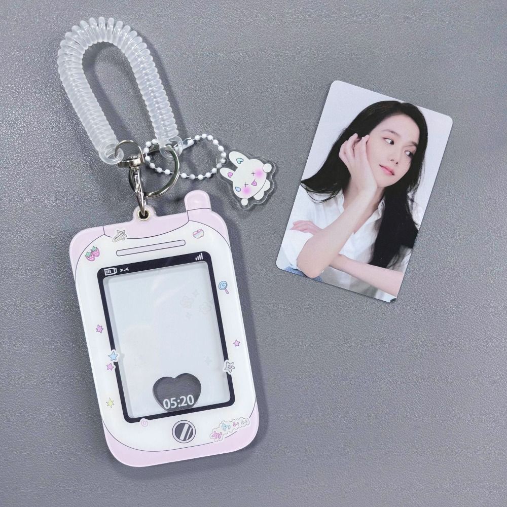 Acrylic Idol Photo Card Sleeves Keychain Student ID Badge Holder Portable Kpop Photocard Holder