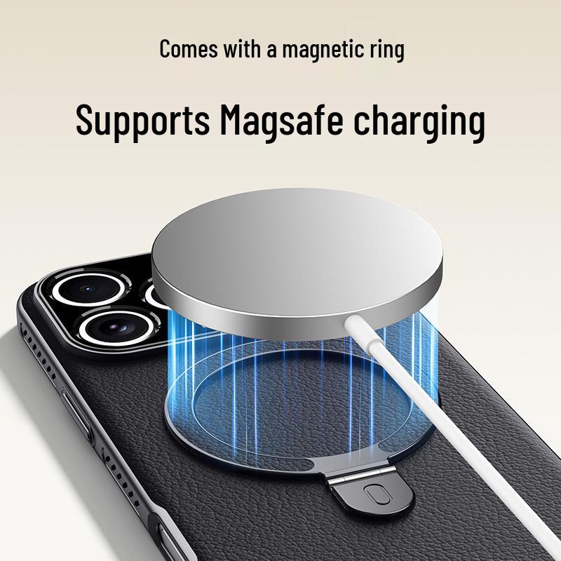 Apple 17 Pro Max PU-Lederhülle mit Ständer, Wärmeableitung & Magnetischer iPhone 17 Linsenschutz für Paare