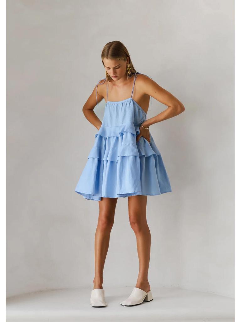 Grenzüberschreitendes Träger-Sommer-Rüschen-Kuchenrock-Kleid
