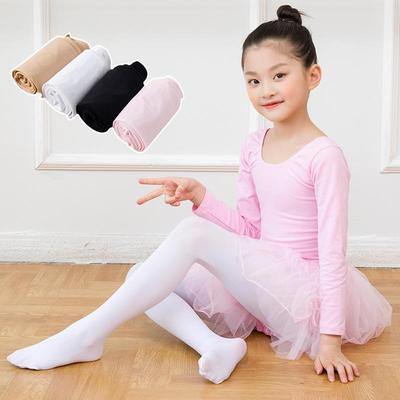 Girls' Thin Dance Practice Socks - White, Anti-Pilling Velvet Leggings