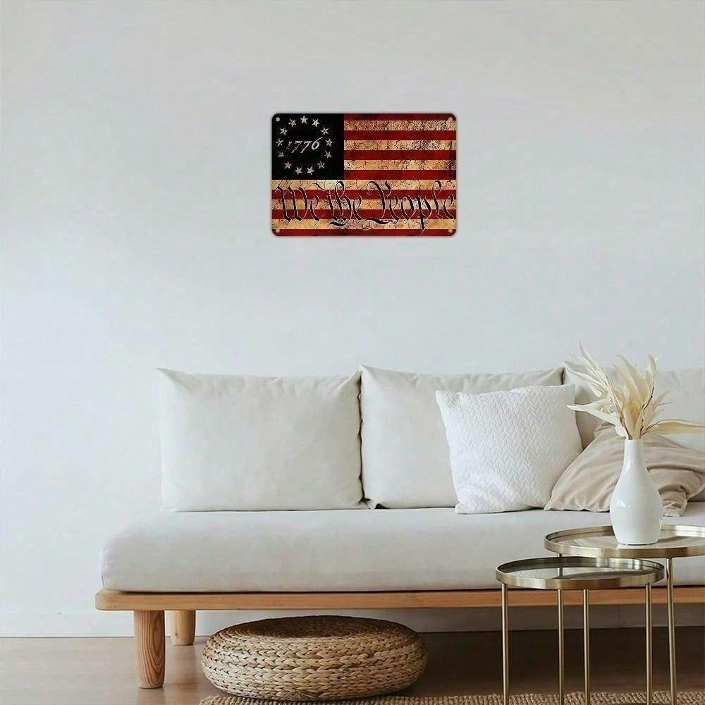 Metal Wall Art American Flag Vintage Patriot Decor for Home