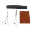 Barber Scissors Set Silver Ergonomic Design Curved Handle Professional Thinning Shears for Hair