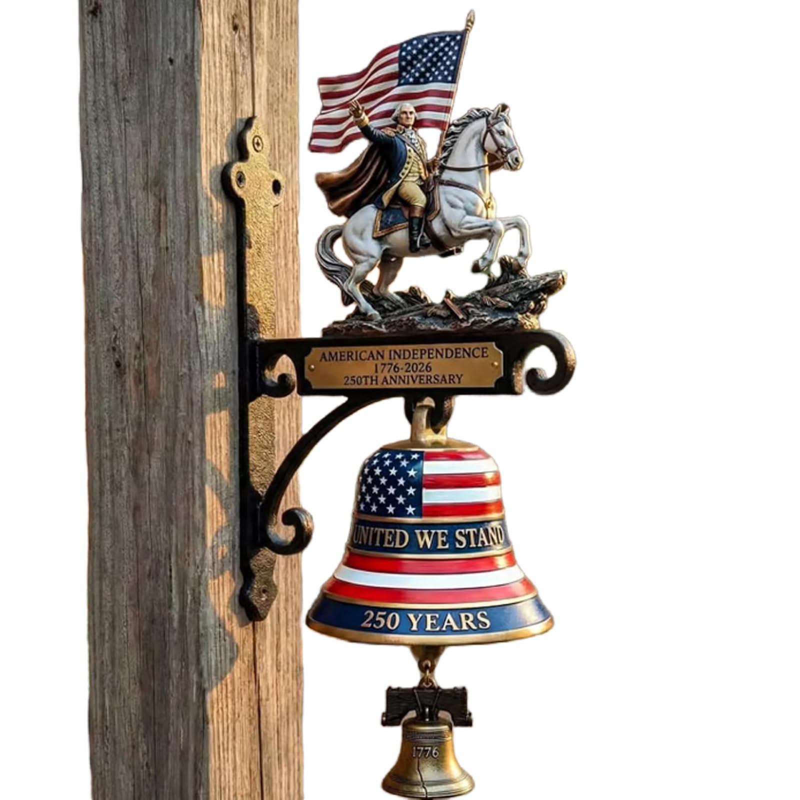 Home & Outdoor Doorbell with George Washington Horse Us Flag 250th Anniversary Wall Bell Vintage for Collectors and Patriotic China Mainland
