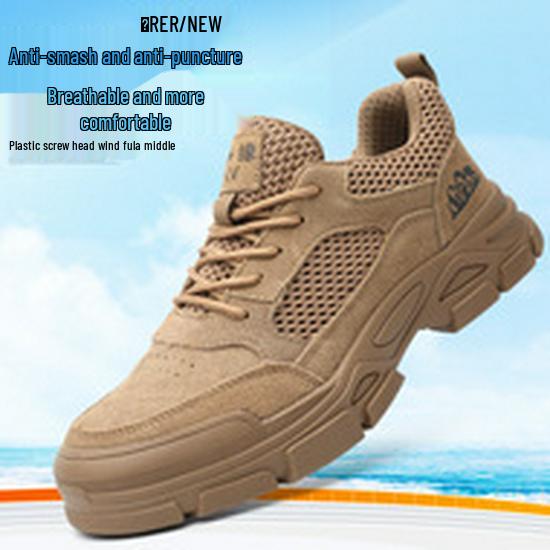 Thunderbolt Shield Low-Top Cowhide Safety Shoes: Anti-Smash, Anti-Puncture, Insulated, Wear-Resistant Rubber Outsole.