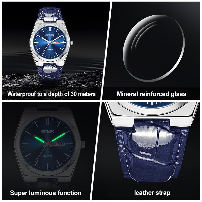 Elegant Atmospheric Watch Men'S Business Casual Double Calendar Boys' Luminous Quartz Watch Men'S