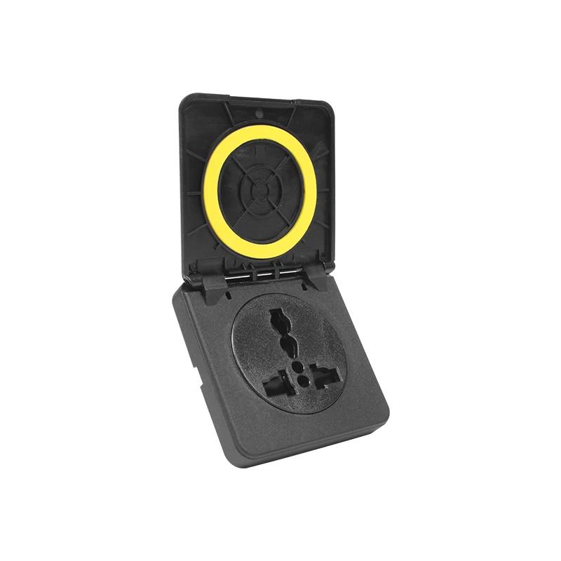Waterproof Flip Cover Electrical Socket – Black Nylon RV Socket with Plug for Caravan, Home & Motorhome