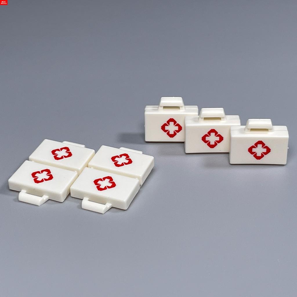 Non-Toxic Moc Bricks Medical First Aid Kit Box Bag Container Print Cross Hurt Accessories Diy Educational Building Blocks Toys Gifts