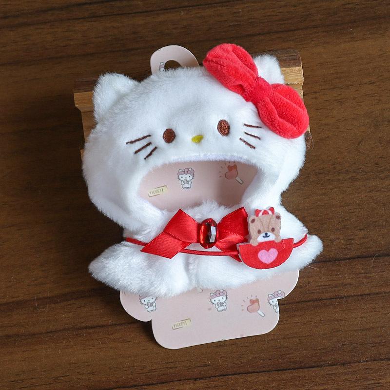 Creative  Cute Melody Kuromi Cinnamoroll 12cm Doll Clothes Cape Headgear Kawaii Pendant Cartoon Ornament Accessories Gift