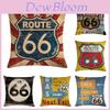 Mother Road Route 66 Pillow Case With Cotton Linen Material And Invisible Zipper