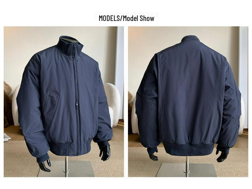 Unisex Dark Style Warm Winter Padded Jacket with Stand Collar