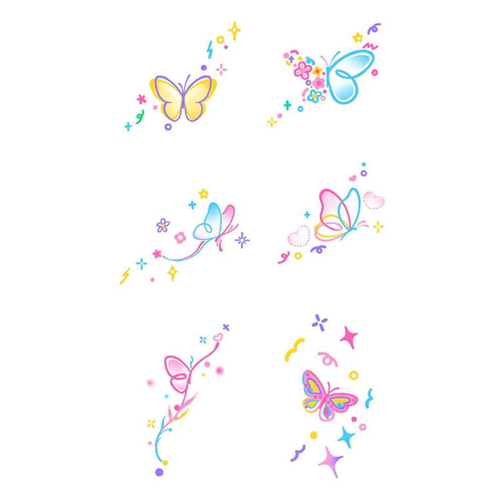 Small Pattern Simple Butterfly Flowers Color Tattoo Back Girls Lasting Tattoo Stickers Waterpro X7M8