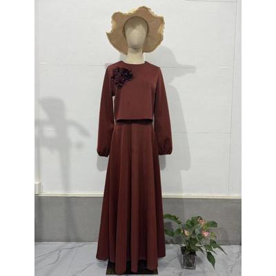 Frühlings- und Herbst-Damenkleid-Set, florales Laternenärmel-loses Langarm-Top und Neckholder-Rock-Set